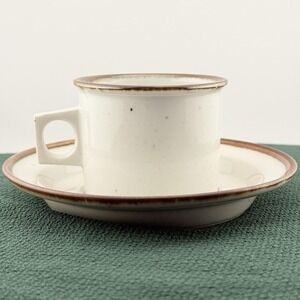 Dansk‎ Brown Mist Rim 2.5" Tea Cup & Saucer Denmark Blue Stamp Niels Refsgaard